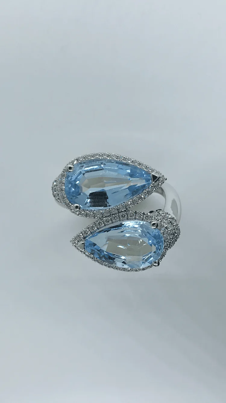 Bague Toi et Moi sertie d’une aigue-marine